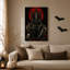 Art mural sur toile, "Skeletal King" sur trône gothique avec lune rouge-1503516204