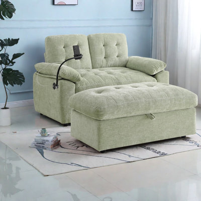 Canapé moderne ajustable 2 places avec rangement, structure en bois chenille pour salon