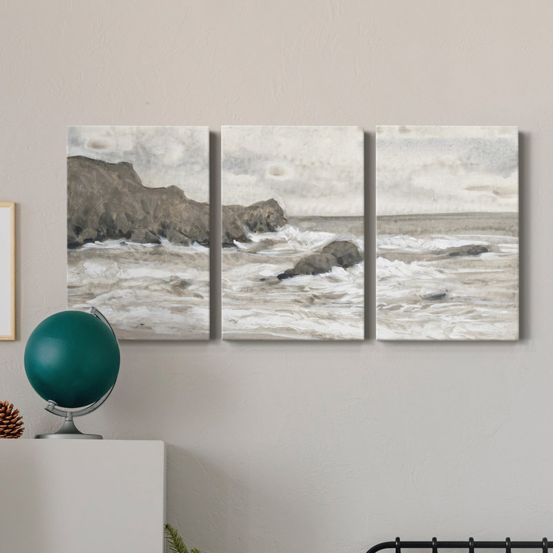 Coastal Shoreline II - Toile tendue avec châssis de qualité supérieure - Prêt à accrocher, H 27 po x l 54 po x P 1 po