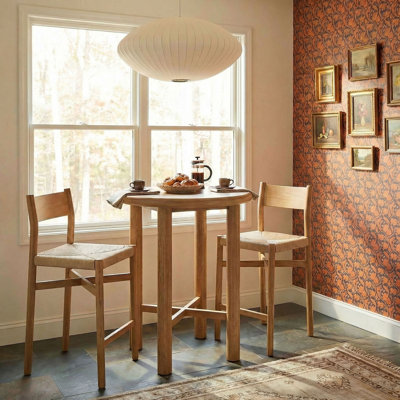 Alvia 3-Piece Round Wood Bar Table With Bar Stools Set in Weathered Oak