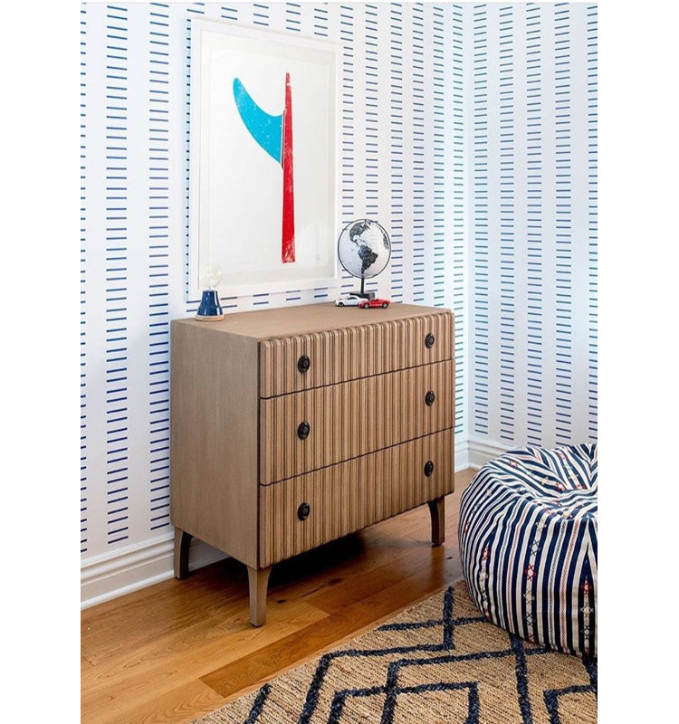 Mrs Paranjape Papers Dashing 10' L x 24" W Wallpaper Roll, Paper, Non-pasted, Yves Blue
