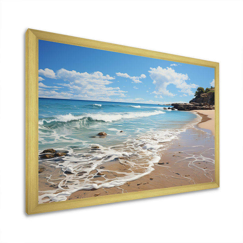 Beach Serenity Shore - Nautical & Beach Wall Art Prints, H 12 po x l 20 po x P 1 po, Encadrement doré