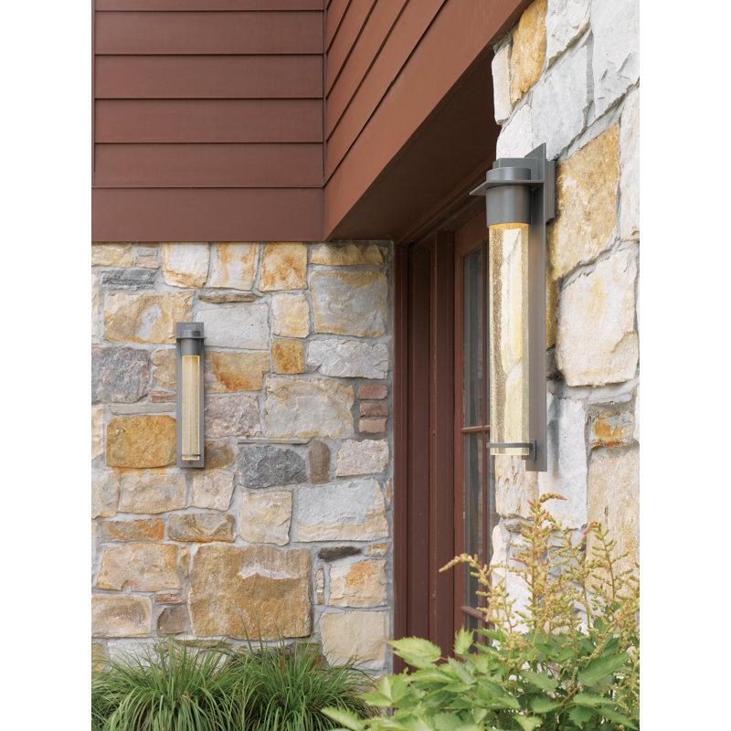 Airis Outdoor Flush Mount, Seeded Clear, Coastal Dark Smoke, 18.3" H x 4.5" W x 4" D