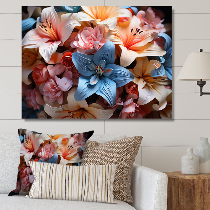 «Colorful Lilies Field Vibrant I», reproduction d'art sur toile, H 24 po x l 32 po x P 1 po, Toile tendue