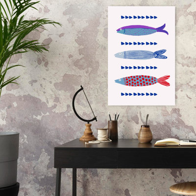 Playful Patterned Sardines 1 Piece Wrapped Canvas Wall Art
