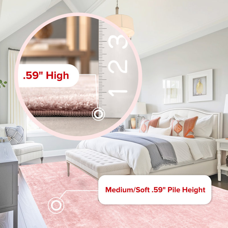 Loni Solid Machine Washable Runner Shag Rug for Living Room Bedroom Dining Room Nursery Entryway Hallway
