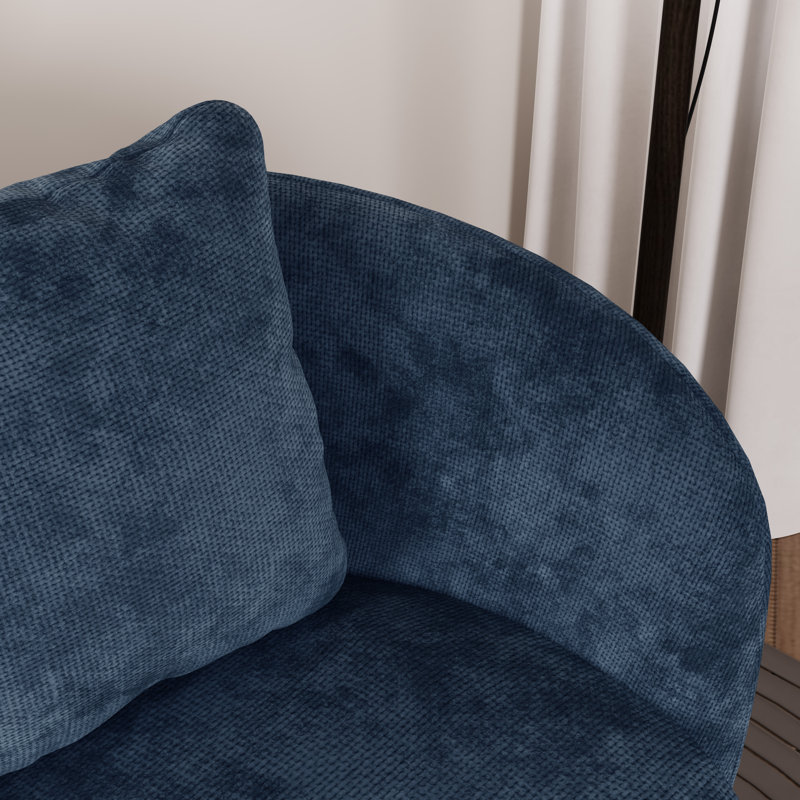 Fauteuil demi-tonneau pivotant en chenille Modern, Marine