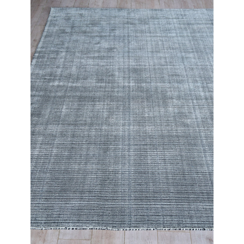 Serenity Hand Loomed Striped Area Rug in Black/White
