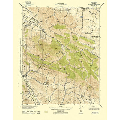 Mt Diablo California Quad - USGS 1943 Poster Print By USGS USGS (24 X 36) # CADI0003 -  Williston Forge, 5EF82150E1D14DE386F383869D77036F