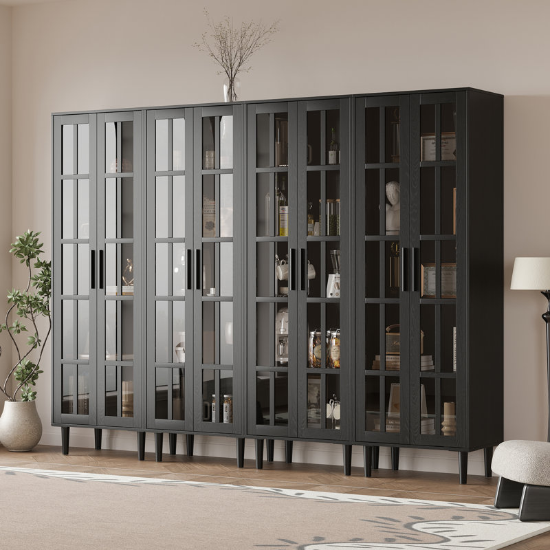 70.9'' H X 94.48'' W Book Cabinet Storage Bookcase Set, Black