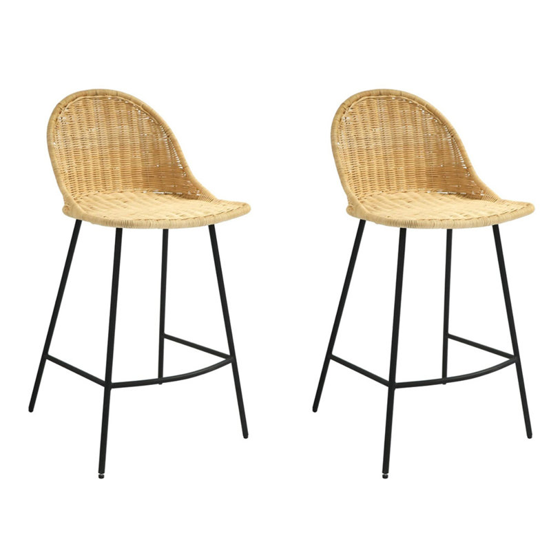 Ensemble de 2 chaises de bar en rotin