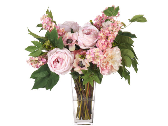 Rose Lilac, Cream Pink, Glass Vase, 20wx20dx23h