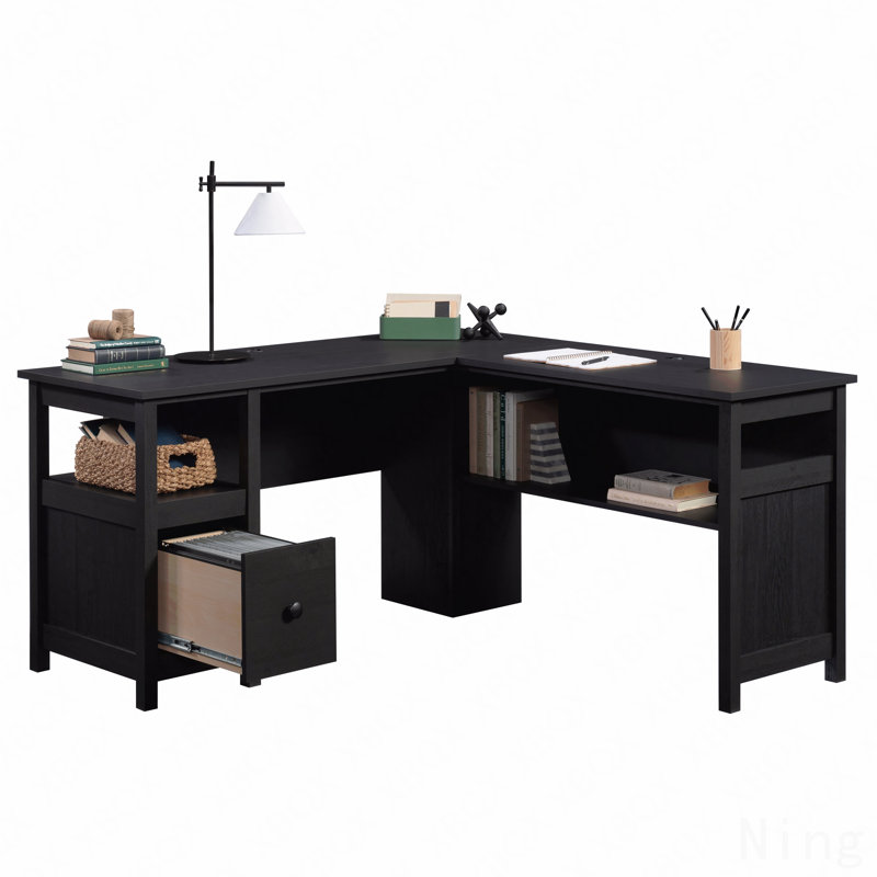 Traditional L-Shaped Desk With File Drawer