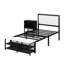 Lit plateforme simple en métal avec tablettes, armoire de rangement en bois-1818738319