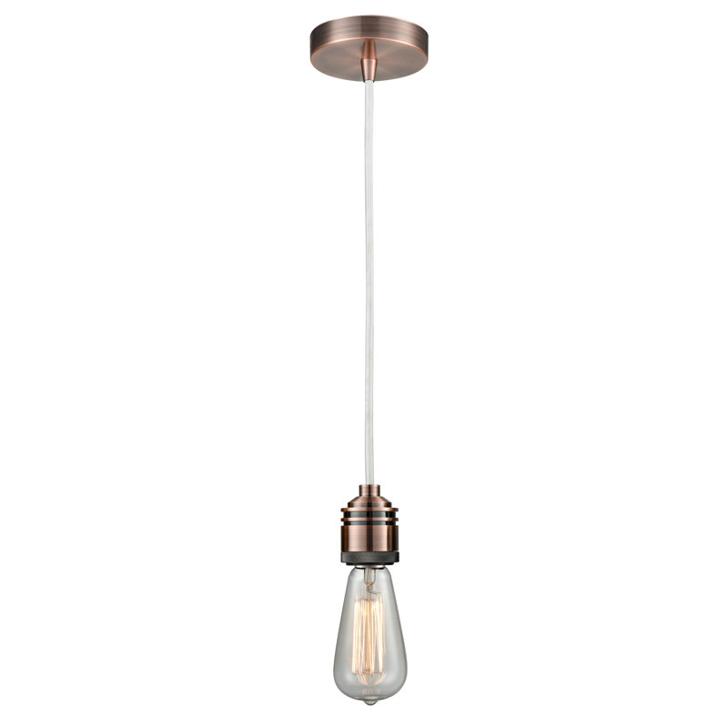 Cecil 1 - Light Single Pendant, Antique Copper/White