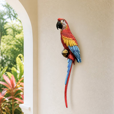 Hanging Scarlet Macaw Garden Statue