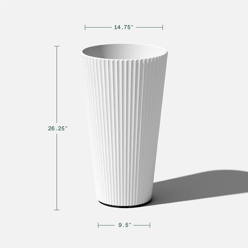 Demi 26.25" H Plastic-Stone Indoor / Outdoor Planter, White, 2