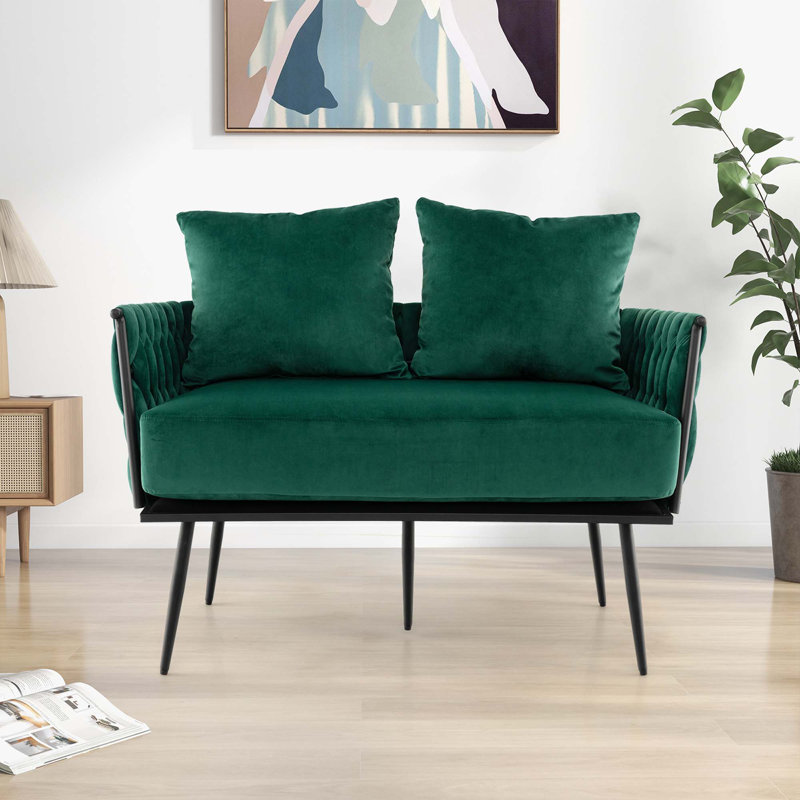Mishaila Upholstered 43'' Reception Loveseat, Green