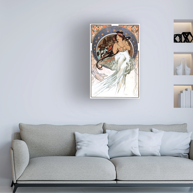«Alphonse Marie Mucha The Allegory of Music», reproduction d'art sur toile, 1898, H 19 po x l 12 po