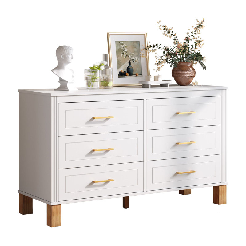 Armoire de rangement moderne à 6 tiroirs Corbey, Blanc