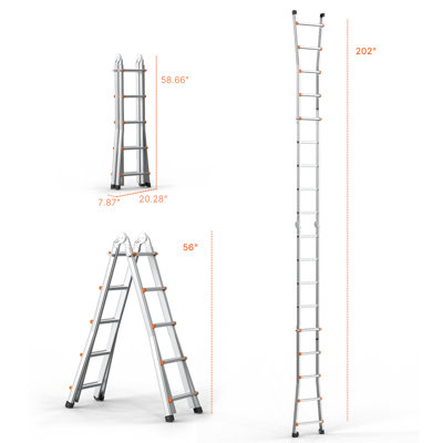 Échelle télescopique avec cadre à rallonge de 17 pi / 5120 mm pour les devoirs