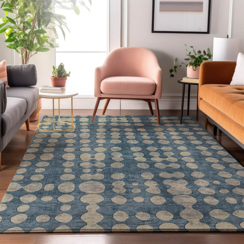 Tapis en denim de qualité supérieure lavable à la machine Prisco, Rectangle 5 pi x 7 pi 6 po