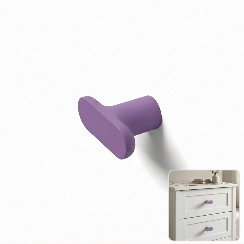 Bouton d'armoire à barre en T ROUS Hardware - Bouton de tiroir en aluminium massif, finition mate, 1 compte, Royal (mauve)