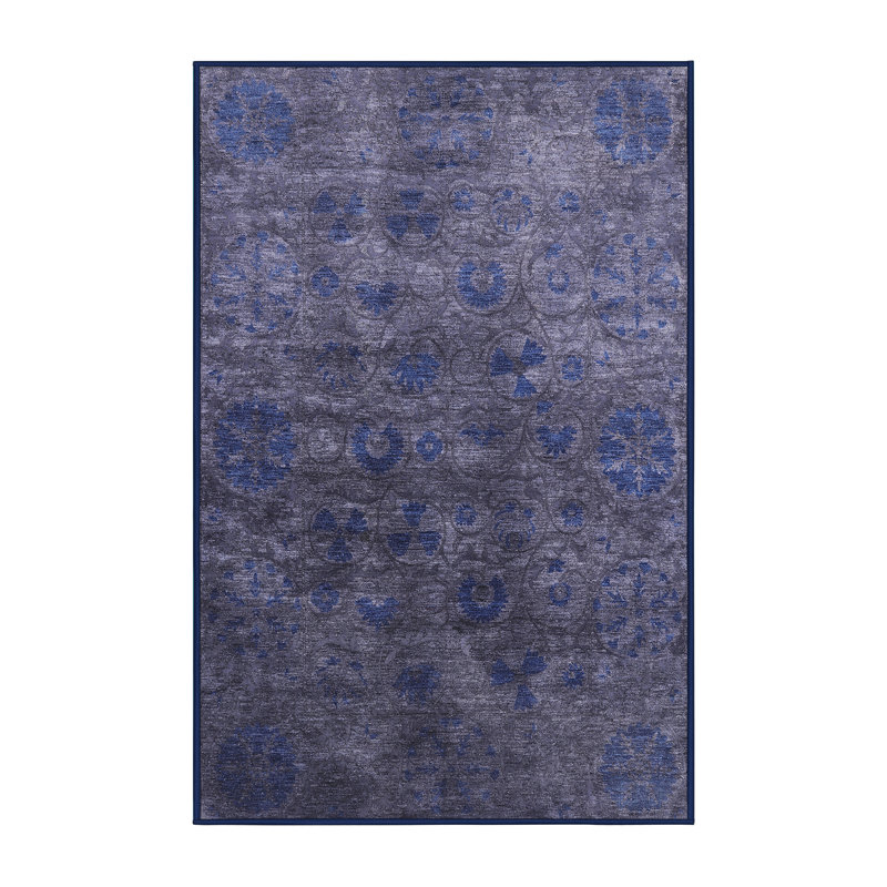 Tapis mauve à motif floral Chidester, Rectangle 6 pi x 9 pi