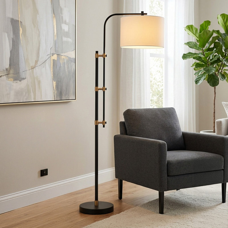 65" Moniek Metal Floor Lamp, Black/White