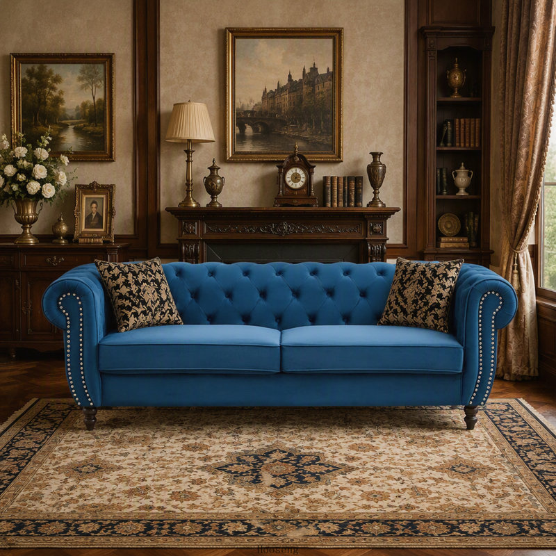 Canapé Chesterfield, Bleu