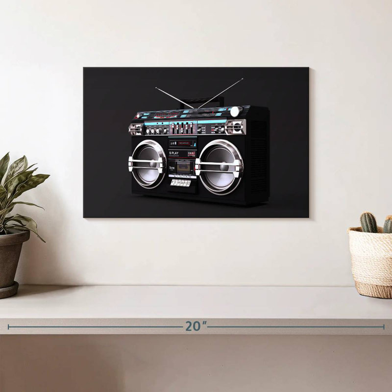 Abarca Black Boombox, 8" H x 12" W
