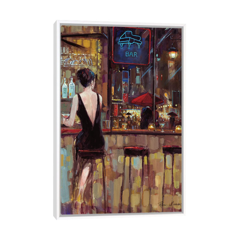 Piano Bar par Ruane Manning - reproduction d'art, H 60 po x l 40 po, Reproduction avec cadre flottant, Blanc