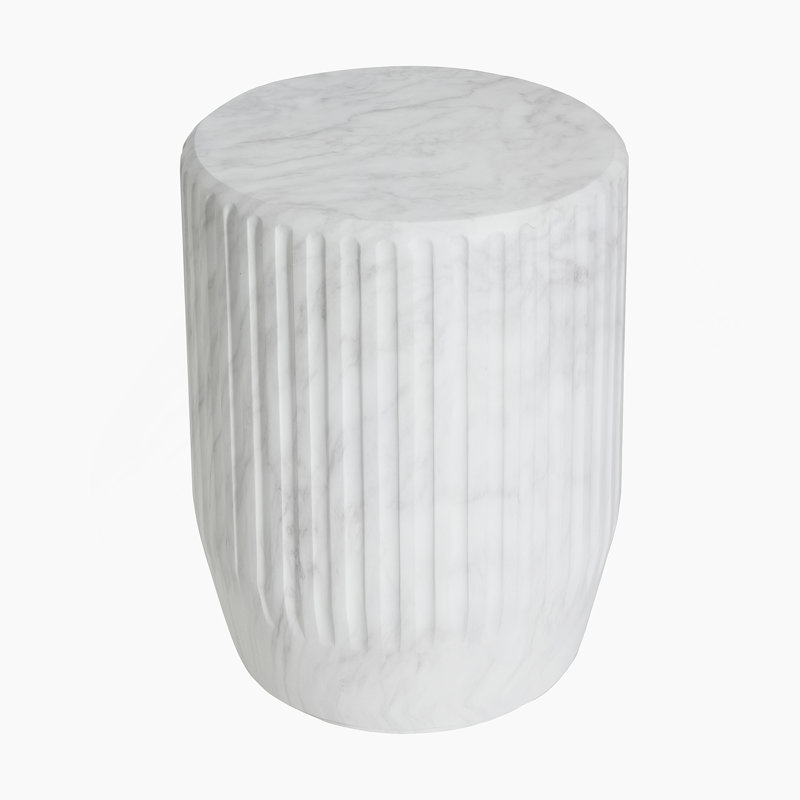Table d'appoint d'extérieur sculptée Cicci, blanc, Blanc