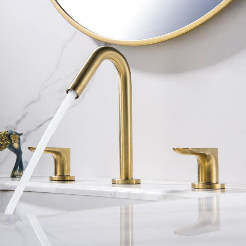 Robinet de salle de bain à large entraxe, Or brossé
