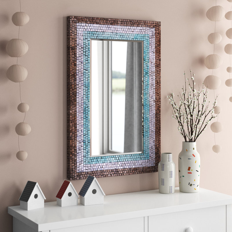 Grand miroir rectangulaire en nacre de Southwestern, 36 po x 24 po