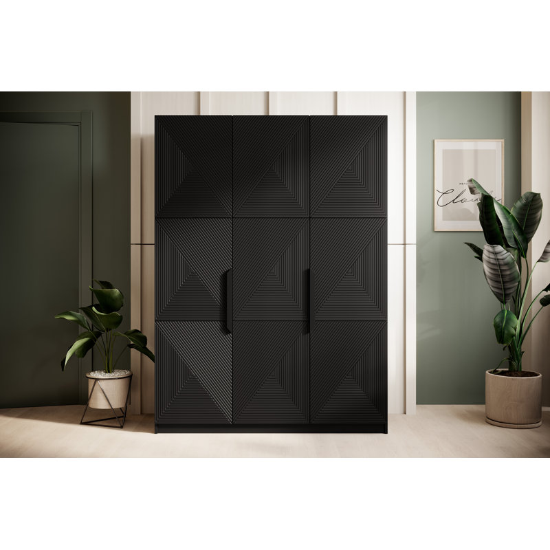 Mykila Wardrobe 150 3d, Black Matt