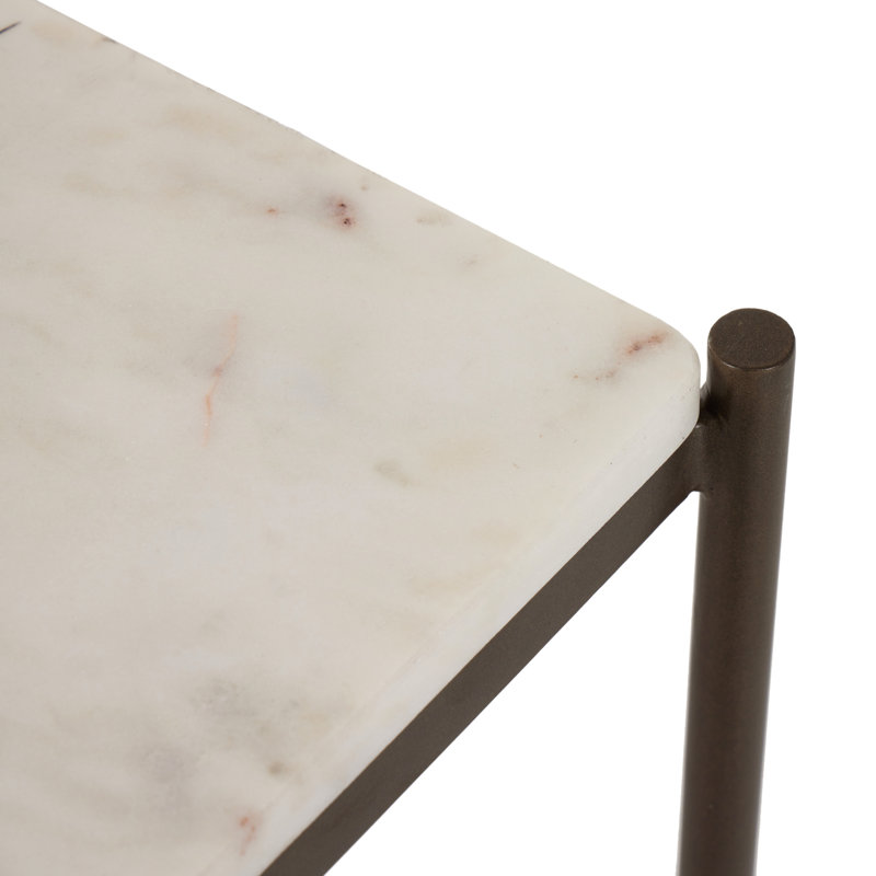 Felix Large Console Table - Antique Brass, Polished White Marble