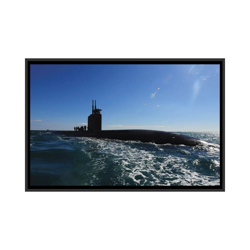 " Attack Submarine USS Scranton Pulls Into Augusta Bay " by Stocktrek Images, No Mat, Black Framed Canvas