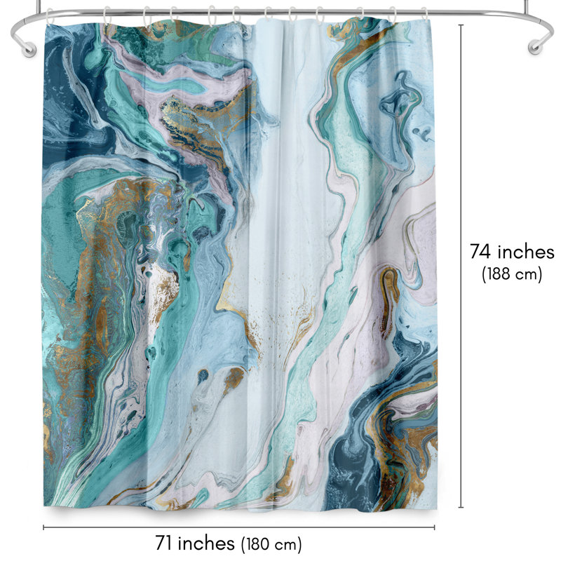 Abstract Shower Curtain Marble Petroleum by PI Creative Art, Aquamarine