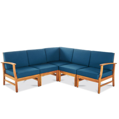 Bevelyn 77.75" Wide Symmetrical Patio Sectional with Cushions