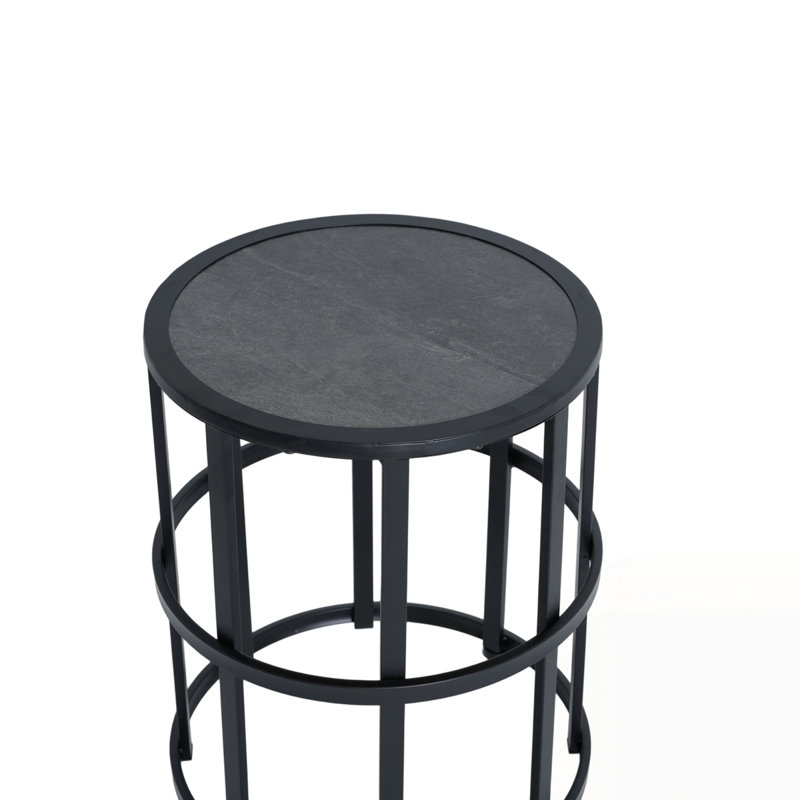 Table d'appoint en céramique avec structure en fer thermolaqué