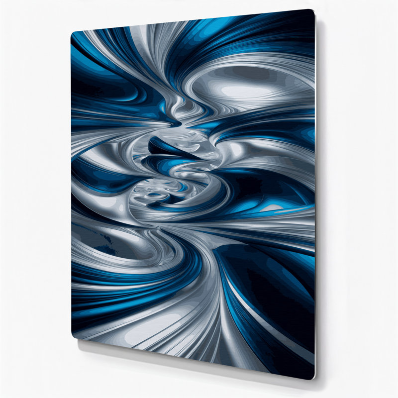 Abstract Landscape 38 Blue Metal Wall Art, 20" H x 30" W
