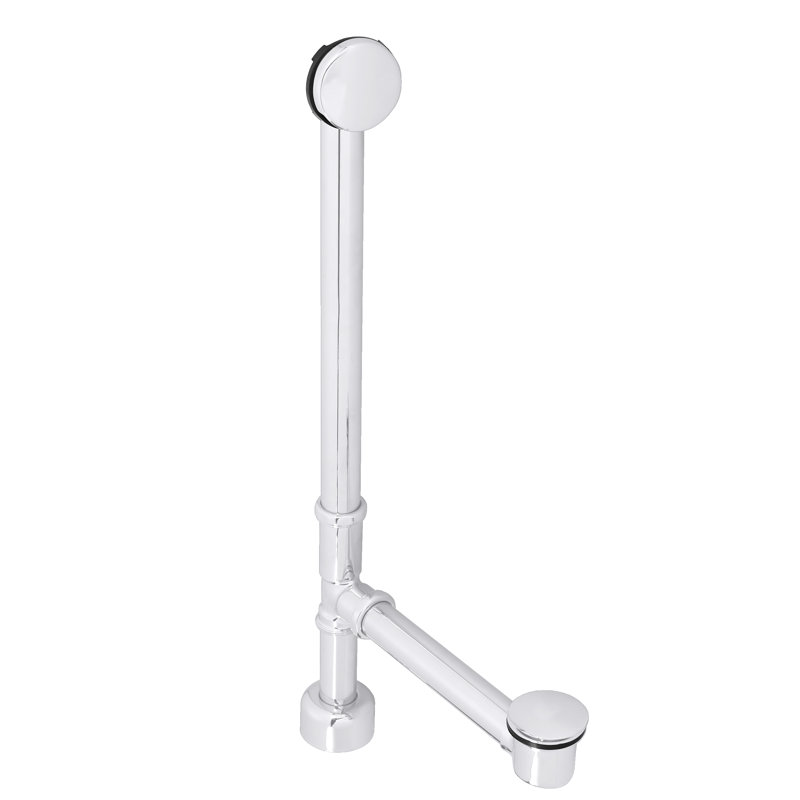22" 17 Gauge Brass Tip-Toe Bathtub Leg Drain Assembly with No-Hole Overflow, Powder Coat White