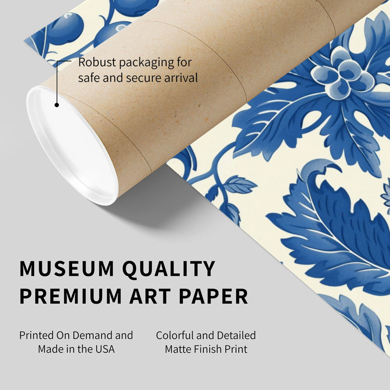 «Botanical William Morris Blue Botanical III», reproduction d'art classique sans cadre, H 20 po x l 20 po