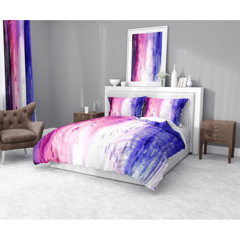  Ensemble de housse de couette en microfibre magenta et mauve, Housse de couette très grand + 2 très grandes ta