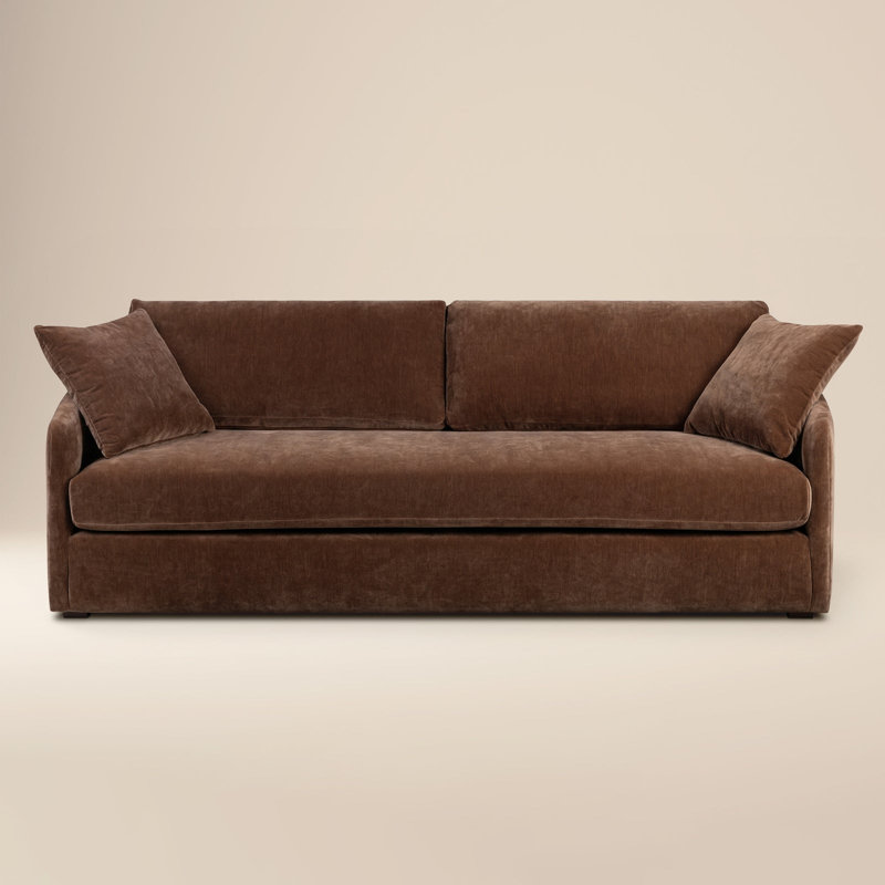 Canapé en velours de chenille 92 po Rhodes, Bronzer Brown