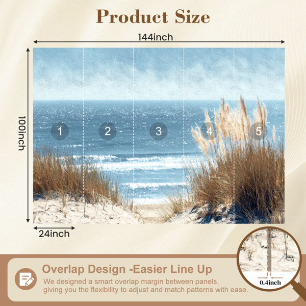 Red Barrel Studio Coastal Peel and Stick Wallpaper Beach Landscape Soft ...