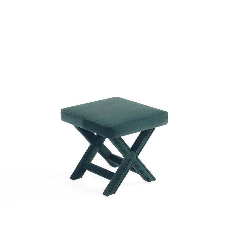Faulkwoods Velvet Ottoman, Green