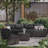 6-Piece All-Weather HDPE Rattan Outdoor Conversation Furniture Set with Cushions, Extra-Wide Armrests & Glass-Top Coffee Table-308439724