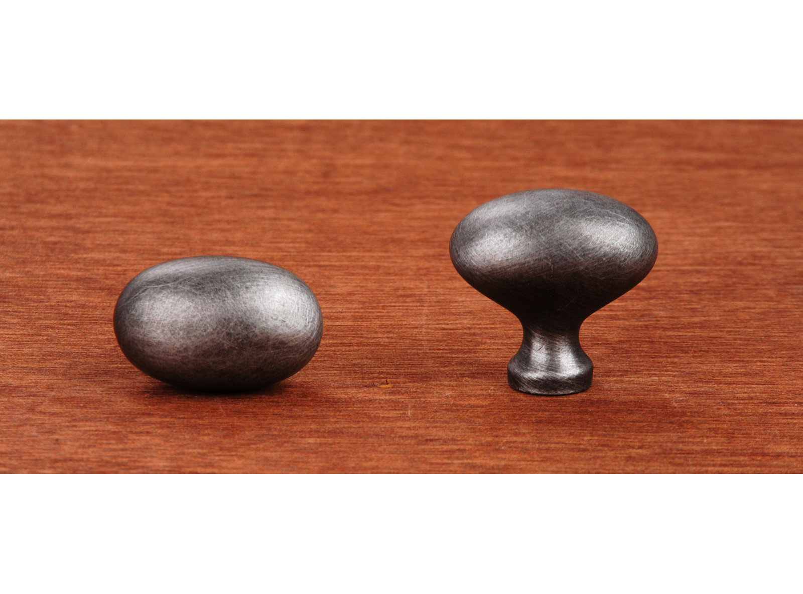 Plain Oval Football Knob CK Series, Distressed Nickel